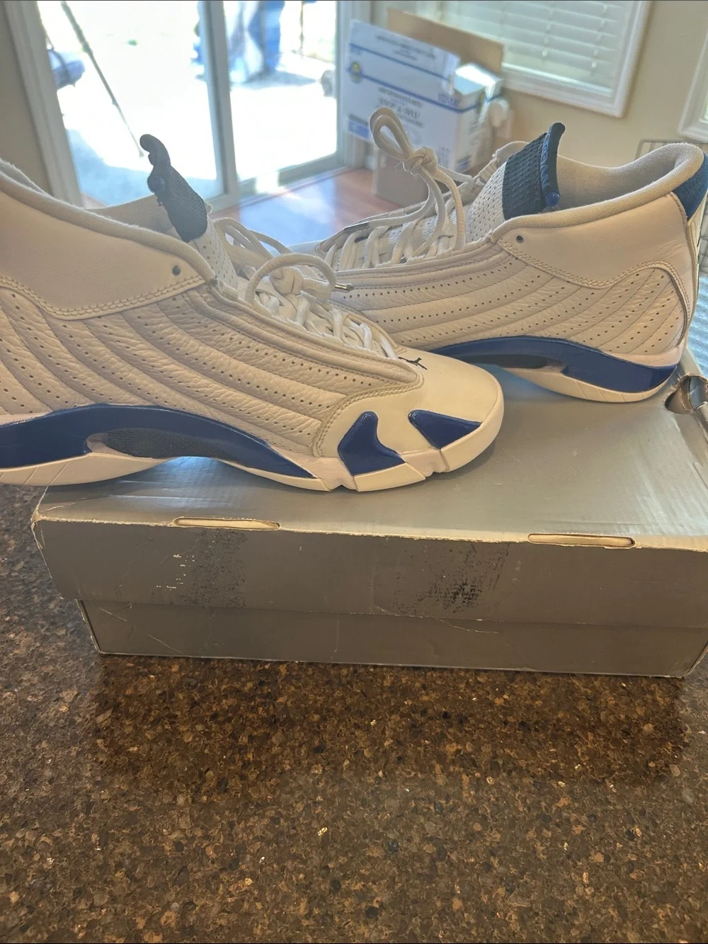 Jordan 14 Retro White hyper Royal Basketball Sneakers - Classic Athletic Shoe